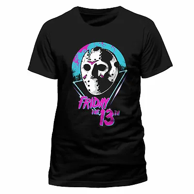 Buy Official Friday The 13th (jason Voorhees) Eighties Colours Print Black T-shirt • 12.99£