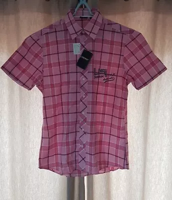 Buy Livergy | Mens Pink Checkered Button Up Collared T-Shirt / Size Medium • 18£