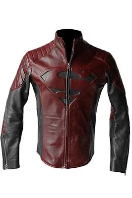 Buy Superman Man Of Steel Smallville Black And Red Leather S Shield Jacket • 66.99£
