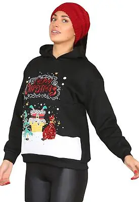 Buy 3D Christmas Hoodie LED Light Up Xmas Ladies Pullover Jumper Hooded Sweatshirt • 7.99£