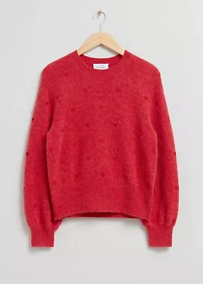 Buy Other Stories Red Heart Jumper Made From  Wool And Alpaca Wool Blend Size 10 • 60£