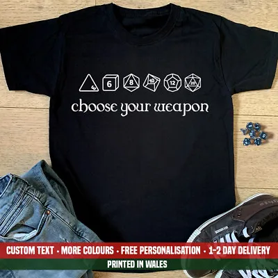 Buy Choose Your Weapon T Shirt Funny Dungeons And Dragons D&D Master DnD Gift Dice • 12.99£