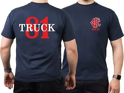 Buy Navy, Chicago Fire Dept. T-Shirt Truck 81 • 25.92£