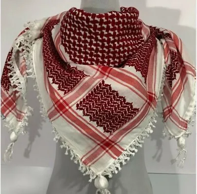 Buy New Palestinian Shemagh Dessert Scarf Keffiyeh Head Wrap Red And White Unisex • 8.99£