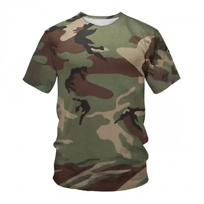 Buy Mens Camouflage T Shirts Crew Neck Short Sleeve Army Military Casual T-Shirt Tee • 8.69£
