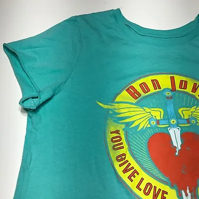 Buy Bond Jovi Band Merch T-Shirt Womens Size L  You Give Love A Bad Name  Green • 15.11£