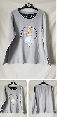 Buy Ladies Womens Grey Disney Alice In Wonderland Long Sleeve Night Pyjama Top-10/12 • 3.28£