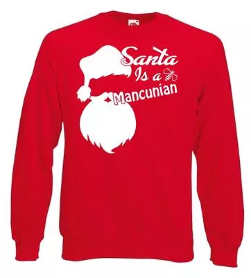 Buy Adults Santa Is A Mancunian Manchester Festive Red Unisex Christmas Jumper • 21.95£