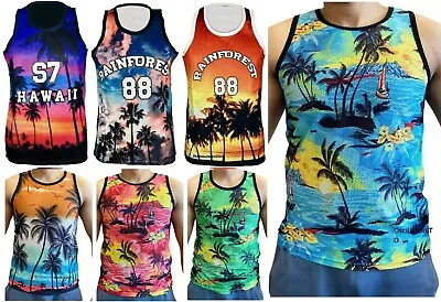 Buy Mens Hawaii Mesh Net Vest Sleeveless T Shirt Summer Printed Basketball Sports  • 5.99£