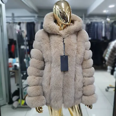 Buy Mens Luxury Real Fox Fur Hood Coats Male Boy Genuine Fur Jackets Hoodie Outwear • 700.40£