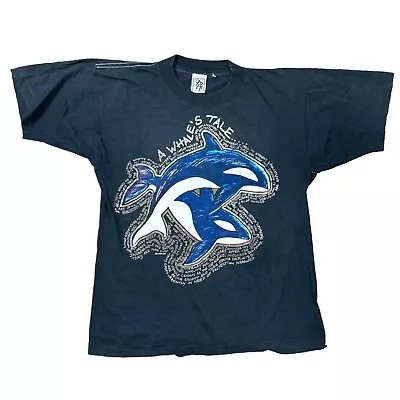 Buy Vintage Orca T-Shirt Top Whale Single Stitch Wildlife Print Black Mens Small • 19.99£