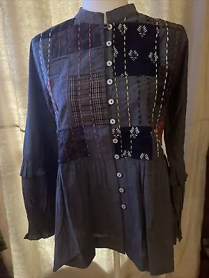 Buy Layerz XL Blue Boho Western Embroidered  Shirt Cowgirl Ranch Style • 11.81£
