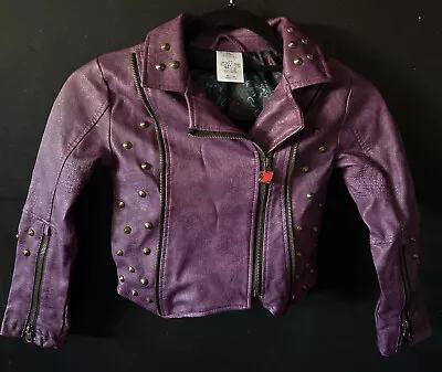 Buy Disney Store Descendants 2 Mal Faux Leather Jacket 5/6 Moto Studded Embroidered • 20.08£