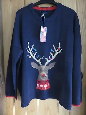 Buy REDUCED Lovely Joules Christmas Reindeer Jumper 22 New With Tags  • 27.99£