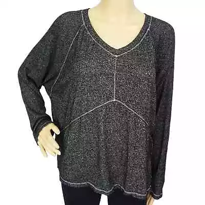 Buy Ambrielle Sleepwear Cozy Charcoal Knit PJ Top Womens Size L V-Neck Long Sleeve • 10.80£
