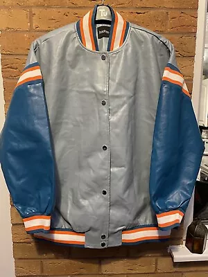 Buy Boohoo Ladies Jacket Blue/orange Size 8-18 ‘Future’ Leather-look (4862) • 8£