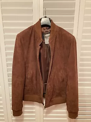 Buy House Of Leather Suede Bomber Jacket Large Brown Coat 100% Leather Mens RRP £159 • 19.99£