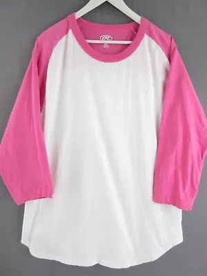 Buy Rawlings 3/4 Sleeve Plain Baseball Cotton Raglan T-Shirts Womens 2XL XXL Tee NEW • 20.79£