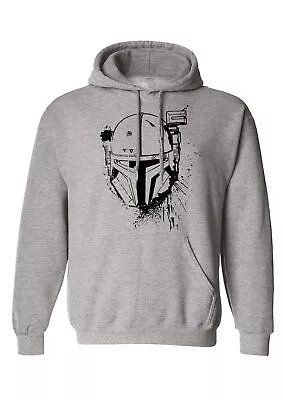 Buy Star Wars Mandalorian Helmet Spray Sports Grey Hooded Sweatshirts • 23.96£