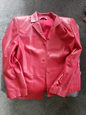 Buy GERRY WEBER - Very Soft REAL LEATHER Jacket RED Size 14 • 20£