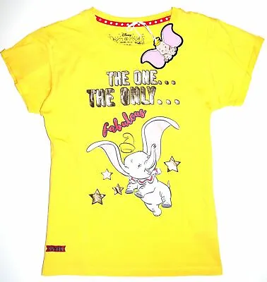 Buy Dumbo T Shirt Disney Primark Yellow Retro Ladies Womens UK Sizes 10 To 20 • 19.95£