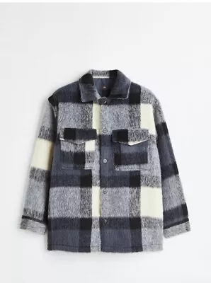Buy H&M Shaggy Grey/Cream Checked Jacket Men’s Size Large BNWT • 20£