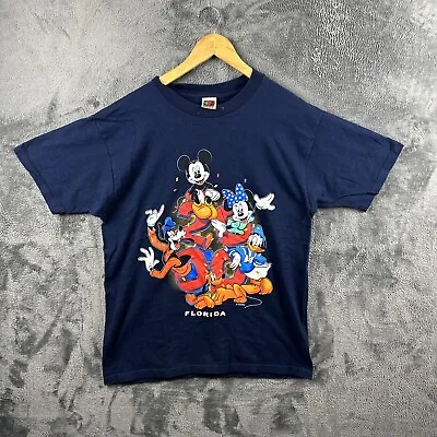 Buy Disneyland T Shirt Florida Mickey Minnie Pluto Vintage 00's Y2K Boxy Blue Large • 14.99£