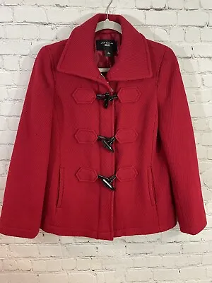 Buy ANN TAYLOR Women’s Coat Jacket Pea Coat Red Toggle Pocket Lined  Size M P • 24.12£