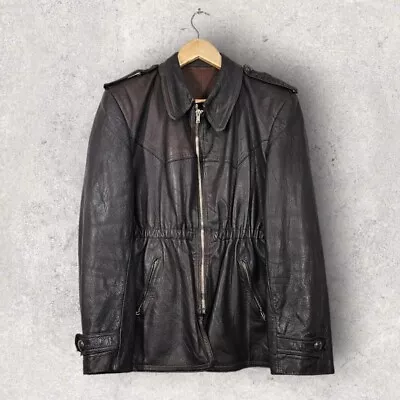 Buy Vintage 1950s French Real Leather Moleskin Lined Jacket M • 149.95£