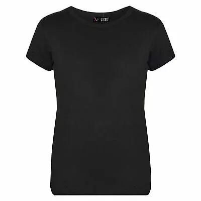 Buy Kids Girls T Shirts Cotton Plain School T-Shirt Top New Age 2-13 Yr • 5.99£