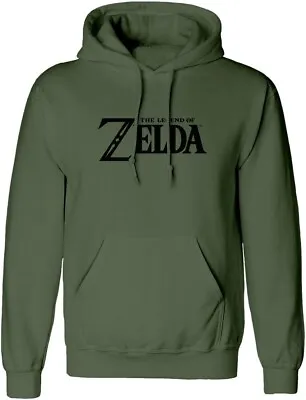 Buy Nintendo Legend Of Zelda - Logo And Shield (Unisex Green Pullover Hoodie) Hoodie • 50.01£