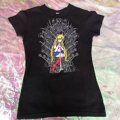 Buy 🌙 Tultex Sailor Moon Size S Y2k 00s Anime Manga Japanese Black T-shirt • 19.90£