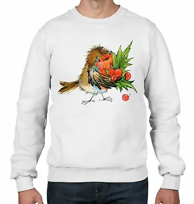Buy Christmas Robin With Holly Mens Sweatshirt Jumper • 23.95£