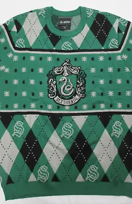 Buy Harry Potter - Slytherin Argyle Winter Christmas Sweater (Green ) Size: XL • 33.78£