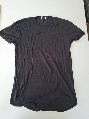 Buy Mens Tshirt Unbranded Size L Short Sleeve Distressed With Holes Black 1129 • 12.99£