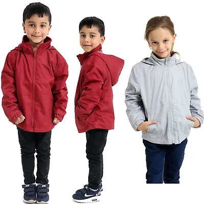 Buy Kids Boys Girls Waterproof Fleece Lined School Jacket Unisex Hooded Coat New • 8.95£