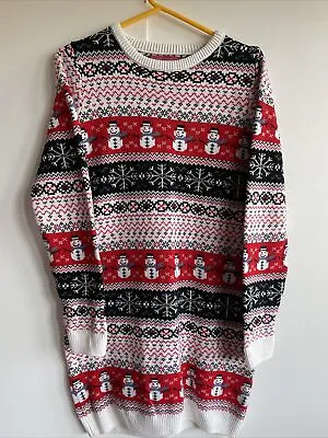 Buy Next Jumper Sweater Dress Size 10 Christmas Jumper Dress Snowman Festive • 14.50£