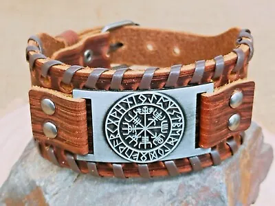 Buy Viking Wide Genuine Leather Bracelet, Viking Leather Bracelet, Viking Bracelet • 5.95£