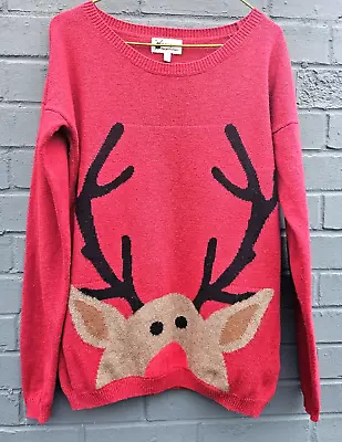 Buy LADIES Next Winter Christmas Jumper. Size UK 10 .Reindeer Design. Red • 15£