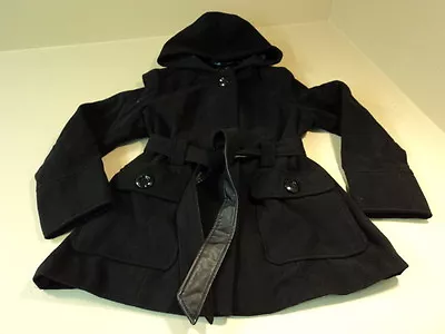 Buy George Jacket Hooded Belt Button Front Faux Wool Female Adult XL 16-18 Blacks • 37.21£