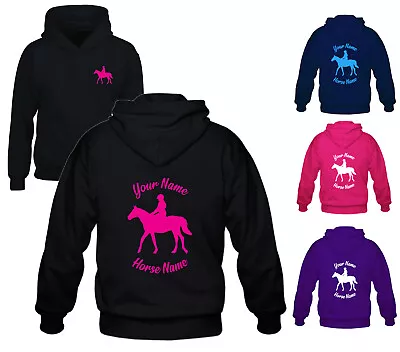 Buy Personalised Horse And Rider Back Chest Print Hoodie Riding School Hoody Gift • 15.99£