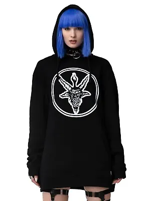 Buy NWT Long Clothing Devil Goth Hoodie RRP £64.99 Emo Size L 12 14 Satanic Black • 29.99£