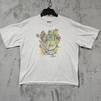 Buy Oneita Womens Shirt XXL Gray Single Stitch Roadrunner Cactus Prickly Pears VTG • 18.85£