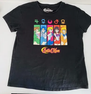 Buy Sailor Moon T-shirt Size Small Black Cotton Rainbow Characters Animation • 7.44£