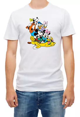 Buy Disney Family Mickey Daisy Donald Minnie Short Sleeve White Men T Shirt K270 • 9.69£