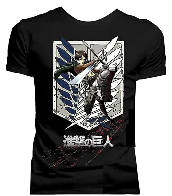 Buy  Official Attack On Titan Erin/shield Black Size Xl T Shirt Bnwt • 6.99£