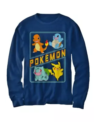 Buy Pokémon Boys Long Sleeve Shirt In Navy Size 3 NWT  Kanto Starters & Pikachu NWT • 13.62£