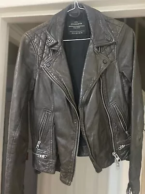 Buy All Saints Black/ Green Leather Jacket • 65£