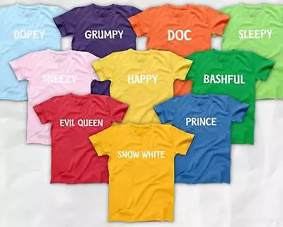 Buy Kids Seven 7 Dwarfs Snow White Happy Funny Bashful Dopey Doc T-shirts Costumes • 9.99£