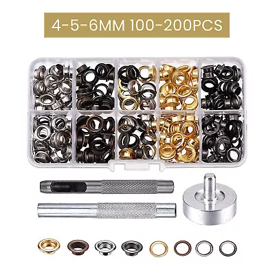 Buy 100/200x Grommets Durable Clothing 4-6mm Metal Eyelets Set Installation Tool Kit • 11.39£